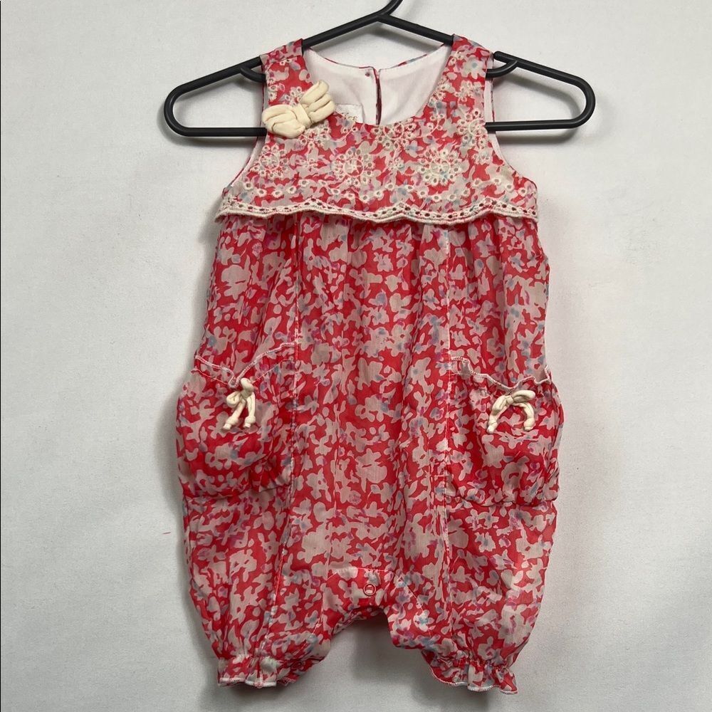 Isobella & Chloe Pink And White Floral Romper